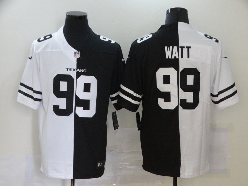 Men Houston Texans #99 Watt Black white Half version 2020 Nike NFL Jerseys->houston texans->NFL Jersey
